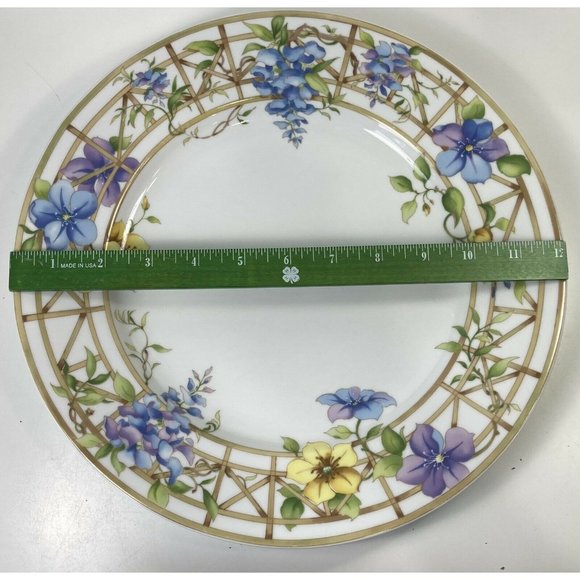 Christopher Stuart FRENCH TRELLIS White Floral Chop Plate Round Platter Dish 12" - Picture 4 of 6